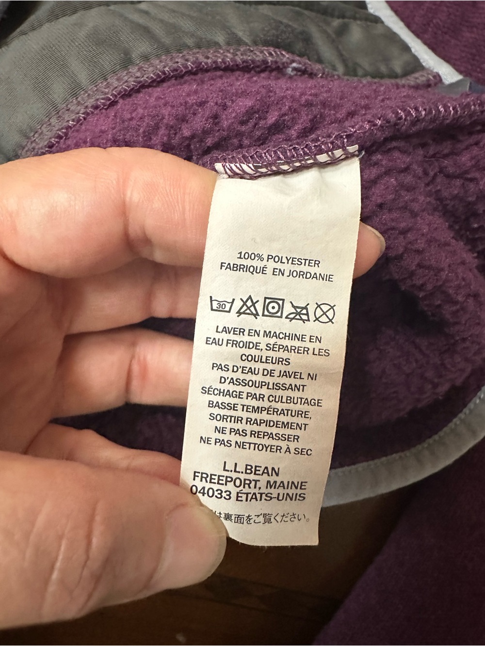 L.L. Bean Plum Snap-Button Cowl Fleece Pullover - Picture 7 of 8